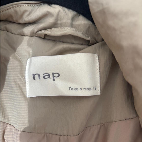 Nap Tan Down Puffer Trench Coat, Size S - Picture 2 of 5